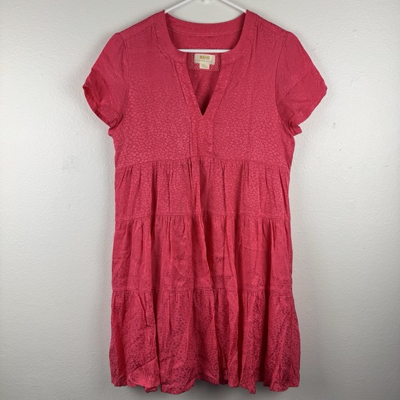 MAEVE Anthroplogie‎ Sacha Womens Midi Tiered lined tunic PINK Dress - Small P - Picture 1 of 9
